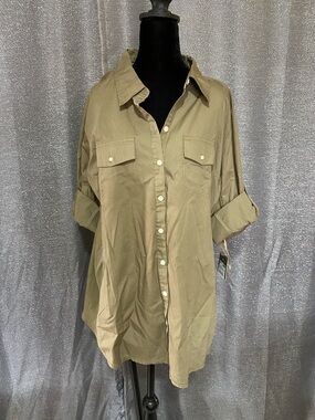 Converse Olive Green Button-Down Shirt - Women's Relaxed Fit